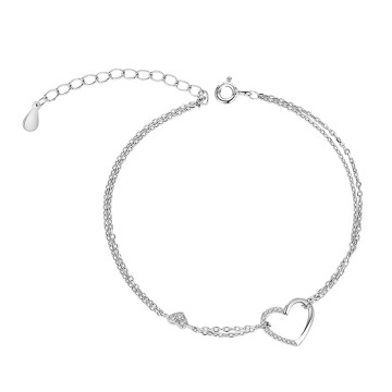 Glücksbringer Herzform 925 Silber Armbänder &amp; Armreifen Schmuck für Mädchen Frauen Geschenk